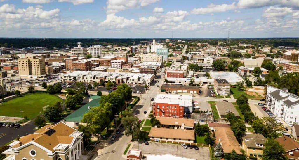 An aerial view over Springfield, Missouri.